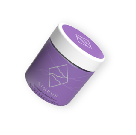Nimbus Premium Indica Flower in purple branded Jar