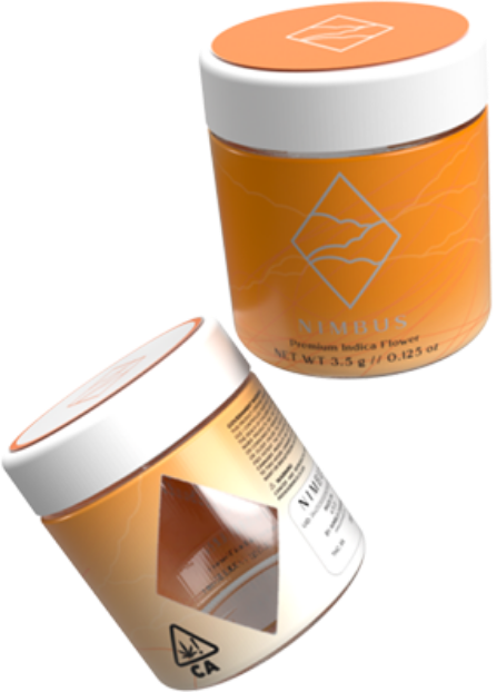 Two Nimbus Premium Sativa Flower in Orange branded Jar